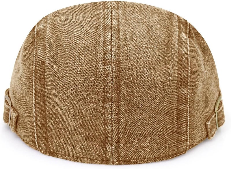 PTDTSHOU Newsboy Cap for Men Adjustable Flat Ivy Gatsby Cabbie Driving Hat Breathable Denim Cotton Golf Cap - Image 5